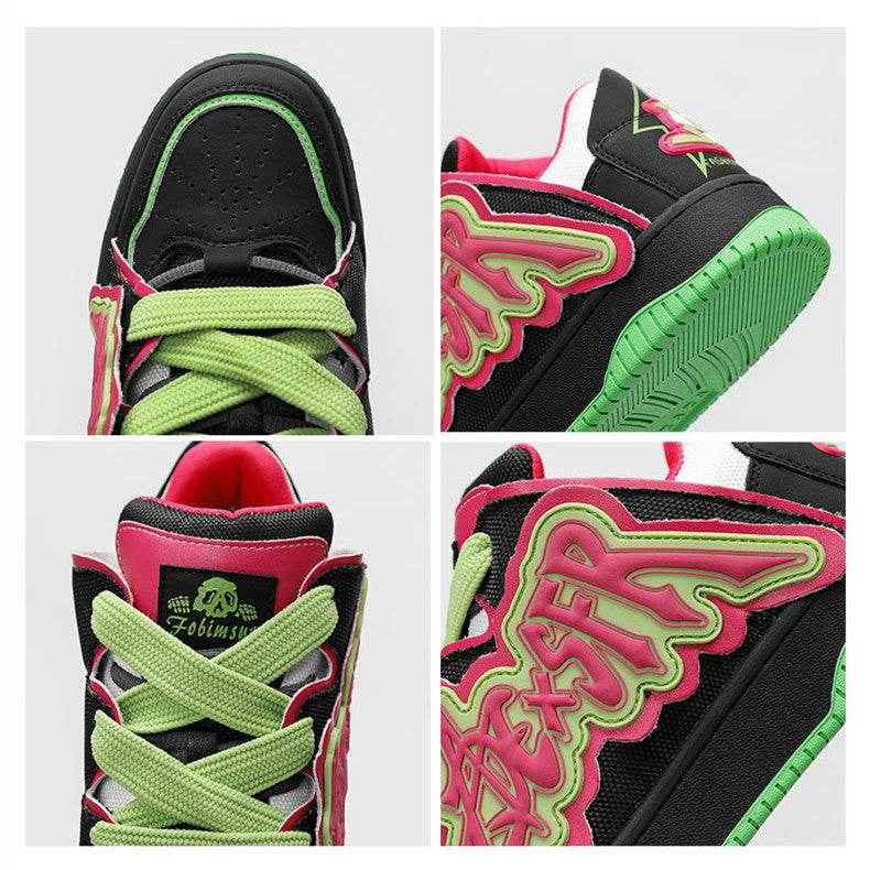 Niche Fashion Skate Sneakers | leather stiching