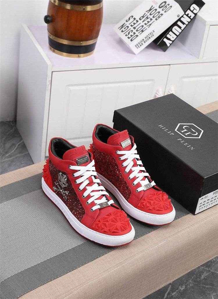 Genuine Leather Breathable High Top Skeleton Shoes