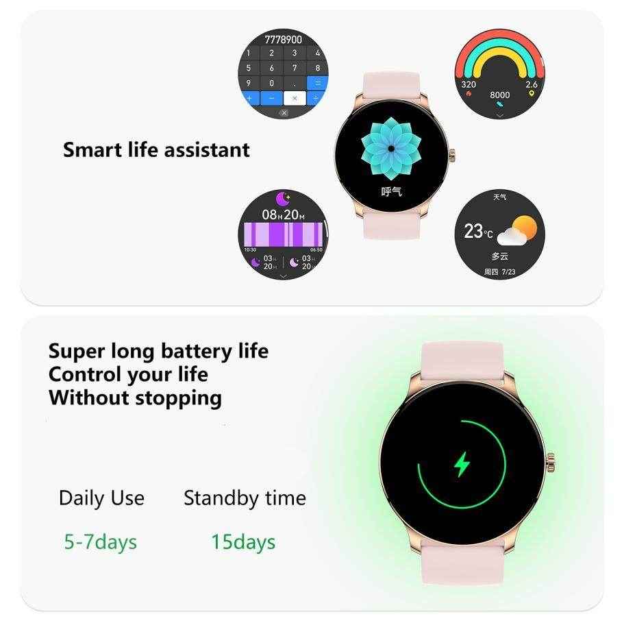Ultra Slim Smart Watch For Men Women, 1.43 AMOLED SCREEN