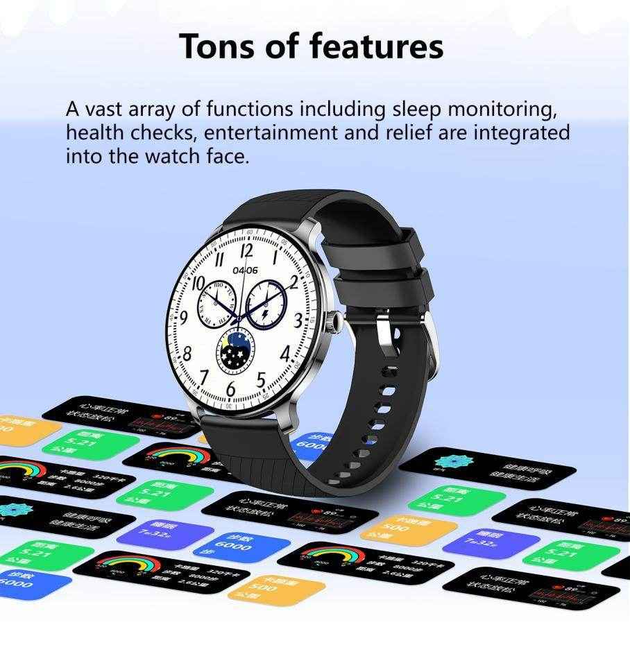 Ultra Slim Smart Watch For Men Women, 1.43 AMOLED SCREEN