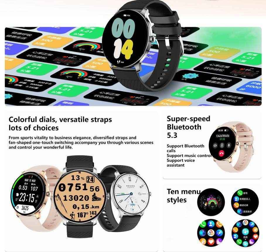 Ultra Slim Smart Watch For Men Women, 1.43 AMOLED SCREEN