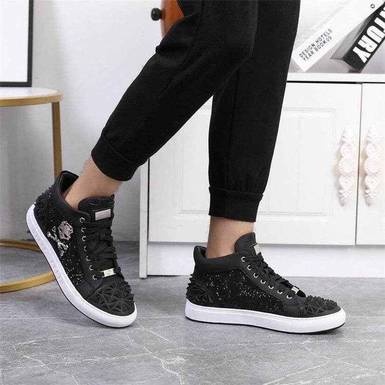 Genuine Leather Breathable High Top Skeleton Shoes